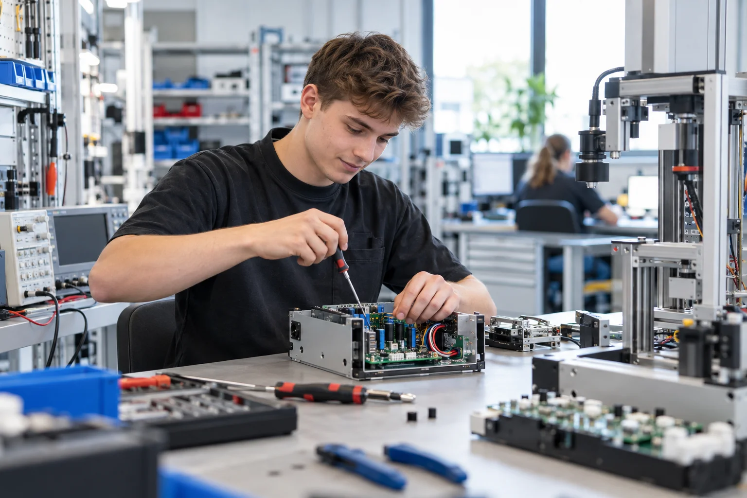 Arbeit an einer elektronischen Baugruppe bei BBULL Technology